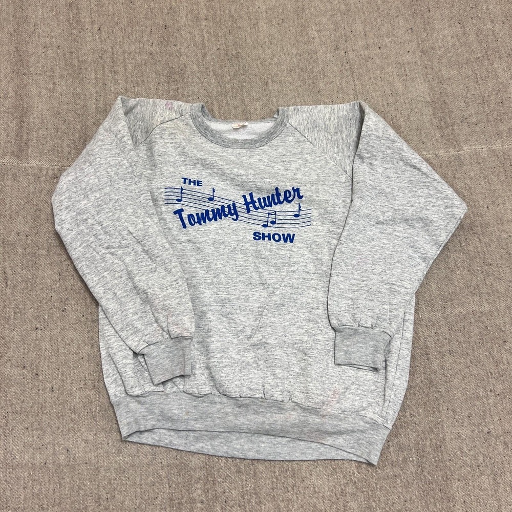 Vintage The Tommy Hunter Sweatshirt Mens Large Gray 1980s